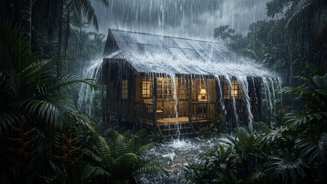 😴 Fall Asleep Instantly with Rain on Tin Roof | Relaxing Sleep Sounds All Night