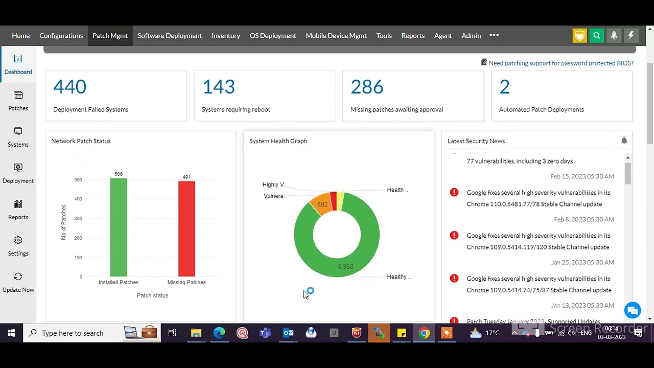 Patch Management in manage engine tool