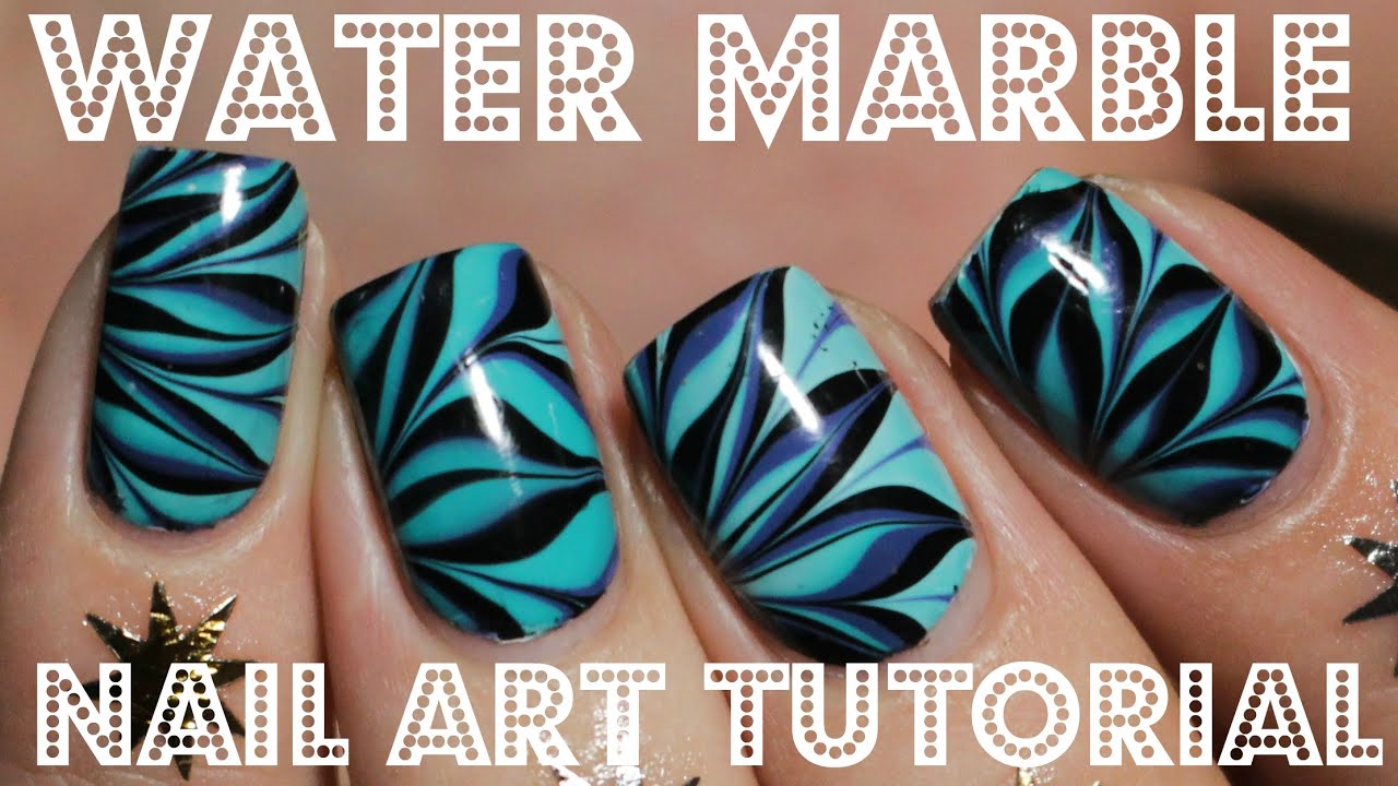 Nail Art Tutorial: How to Water Marble Blue Nails