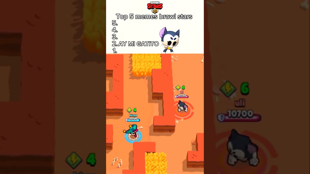 Top 5 memes brawl stars: AY MI GATITO MIAU MIAU | funny moments #brawlstars #viral #shorts #memes