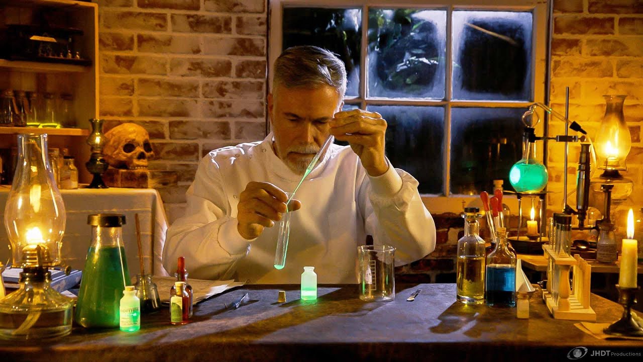 A scientist (ala Marie Curie) experiments with Radium (ASMR, no talking, ambient sounds, mysterious)