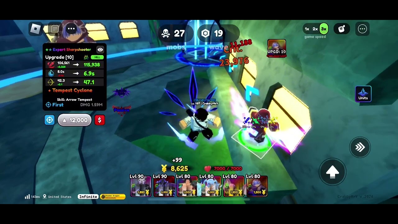 Showcasing Double Evolution Almighty Expert Sharpshooter from Anime Defenders.
