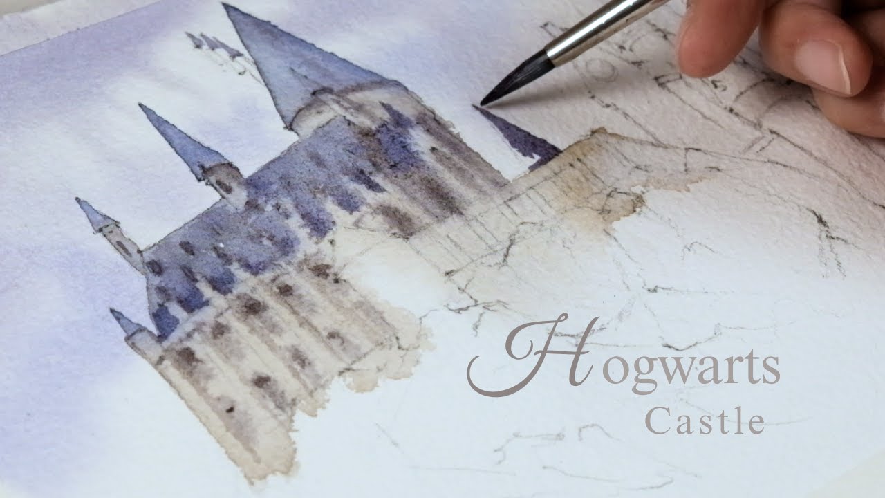 Painting Hogwarts castle in watercolor ｜ Watercolor Painting Step by Step