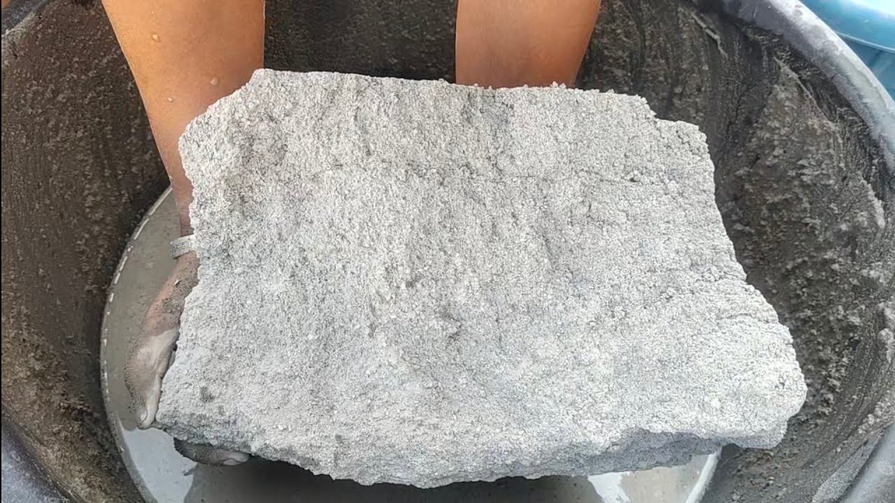Huge soft chunks of sand cement dry/water 💦 crumbling asasmr