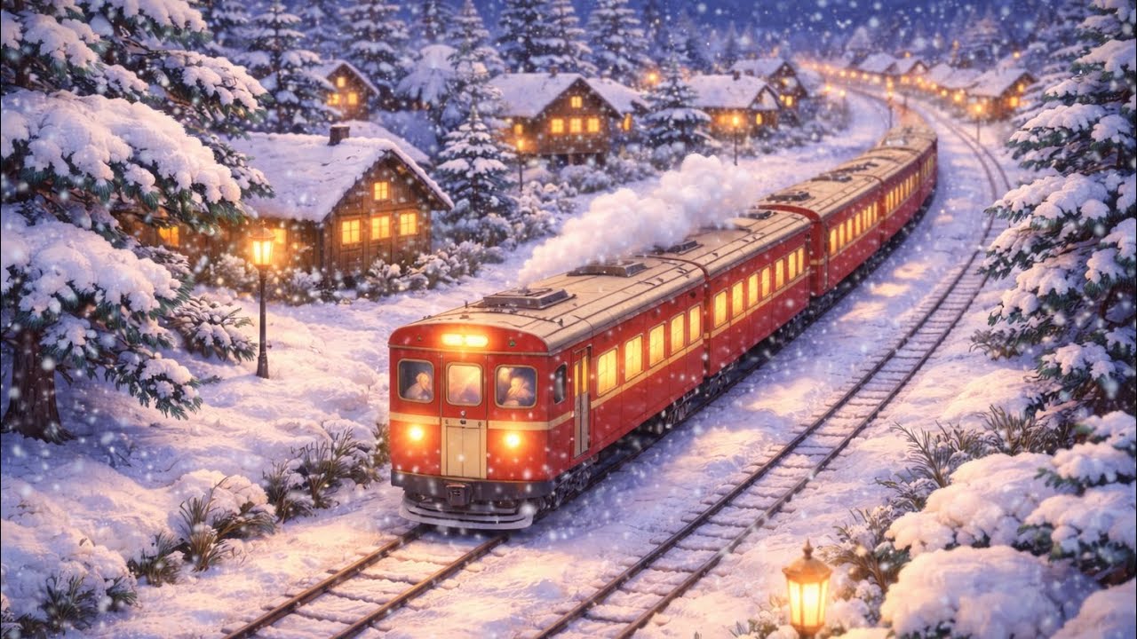 A memorable Train ride with friends in snowfall. Ghibli Style animated video.