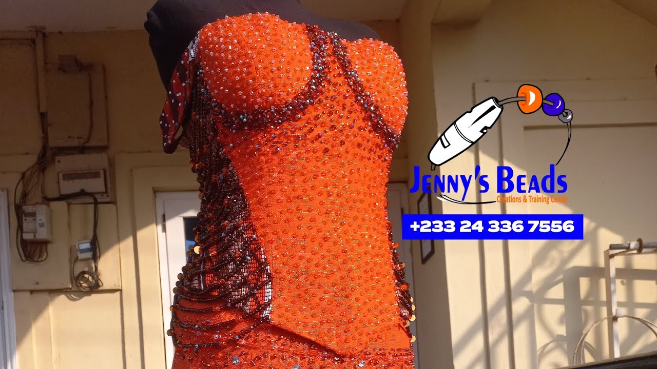 How to bead Kente tutorials (draping)  #clothembellishments #beadingonkente #beadingschool