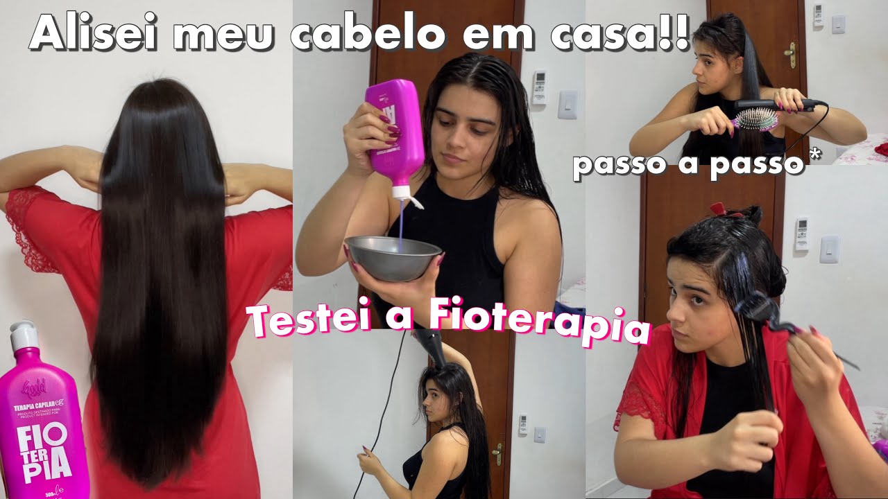 TESTEI A FIOTERAPIA NO MEU CABELO| Alisando meu cabelo sozinha em casa👩🏻💖