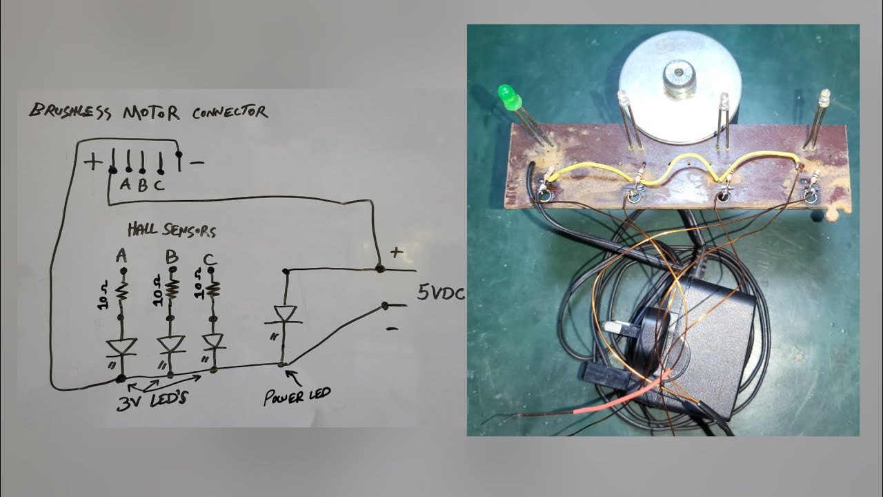 DIY bldc 3 phase motors hall effect sensors testing circuit | #bldc #3phasemotor #diy 