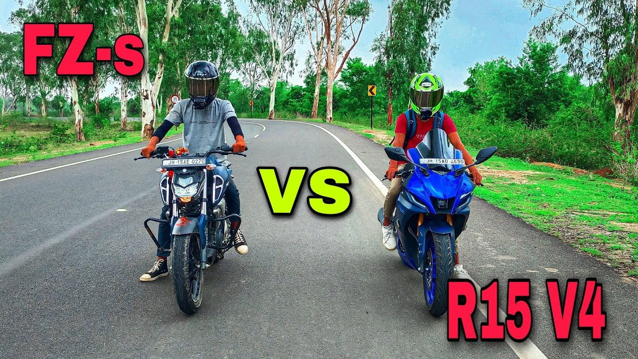 YAMAHA R15 V4 VS YAMAHA FZ DRAG RACE😱 R15 V4 ओर FZ s कोन जीतेगा 💥 #viral #trending