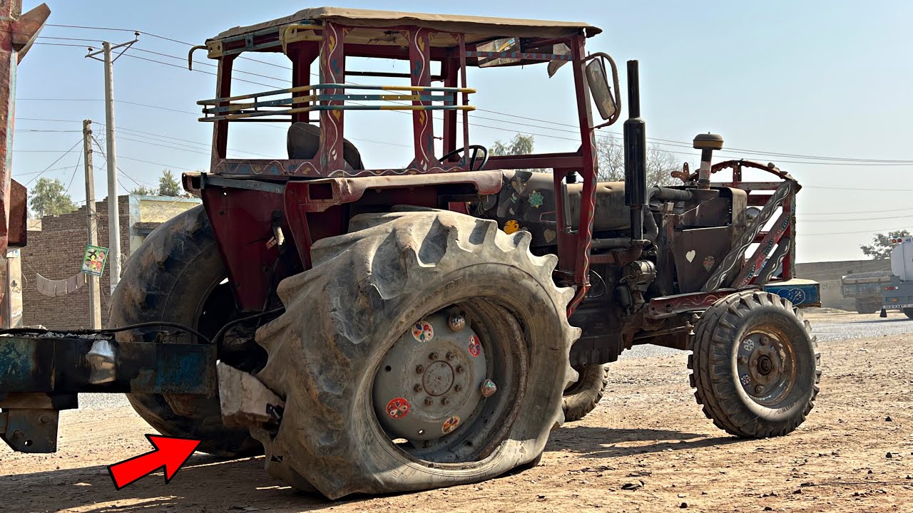 “Tractor Tyre Burst by Stone | Step-by-Step Repair & Stone Removal”