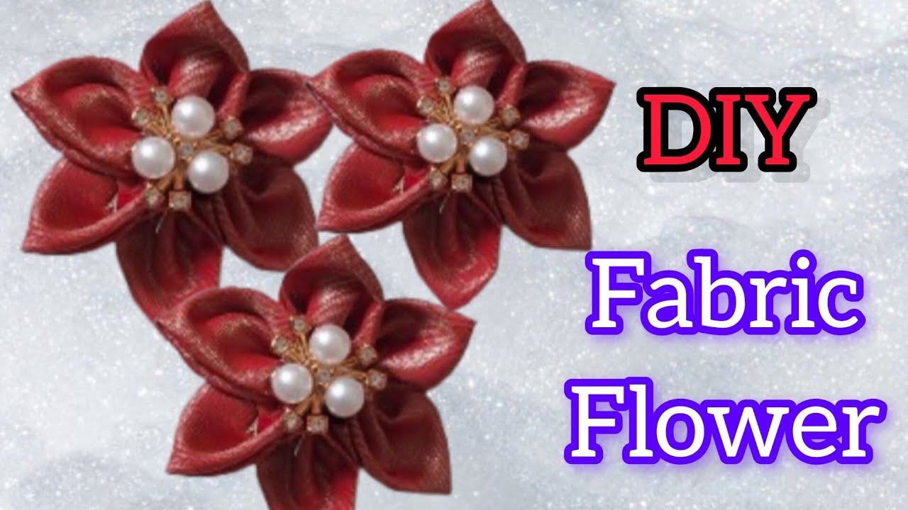 🟣DIY Fabric Flower✂️How to make Fabric Flower at home🧵Fabric flower making tutorial 🪡