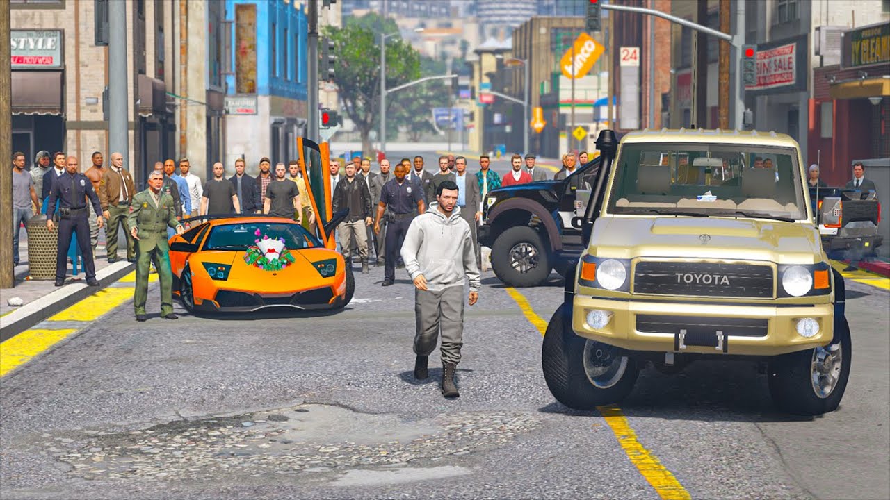 مكافئه الوزير لي راعي شاص فقير بي لامبورجيني بعد فزعه لي الشاحنه غارقه في السيل لاكن : قرند GTA 5 V
