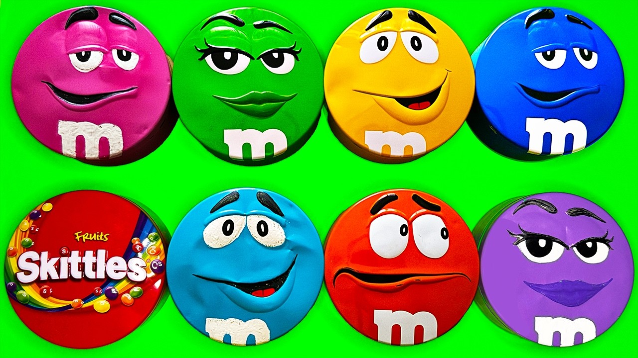 Satisfying Video | Lovely Unpacking Vibrant Skittles & Sweet M&M'S Candy From Glossy Containers ASMR
