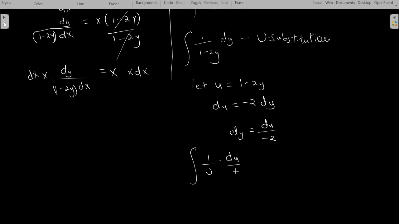 Solving first order ODEs using variable separable method ,example 1