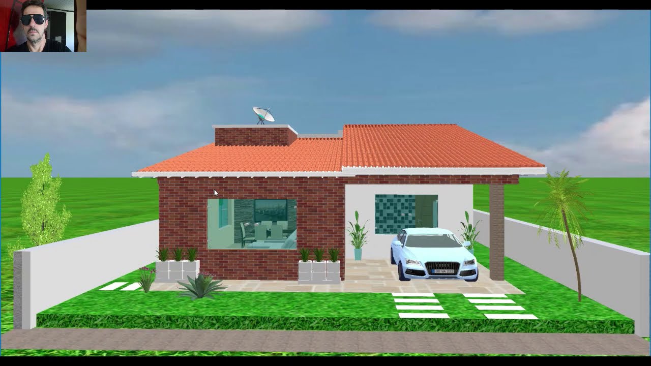 ✅ Planta 3D de casa Com telhas Sua familia vai amar