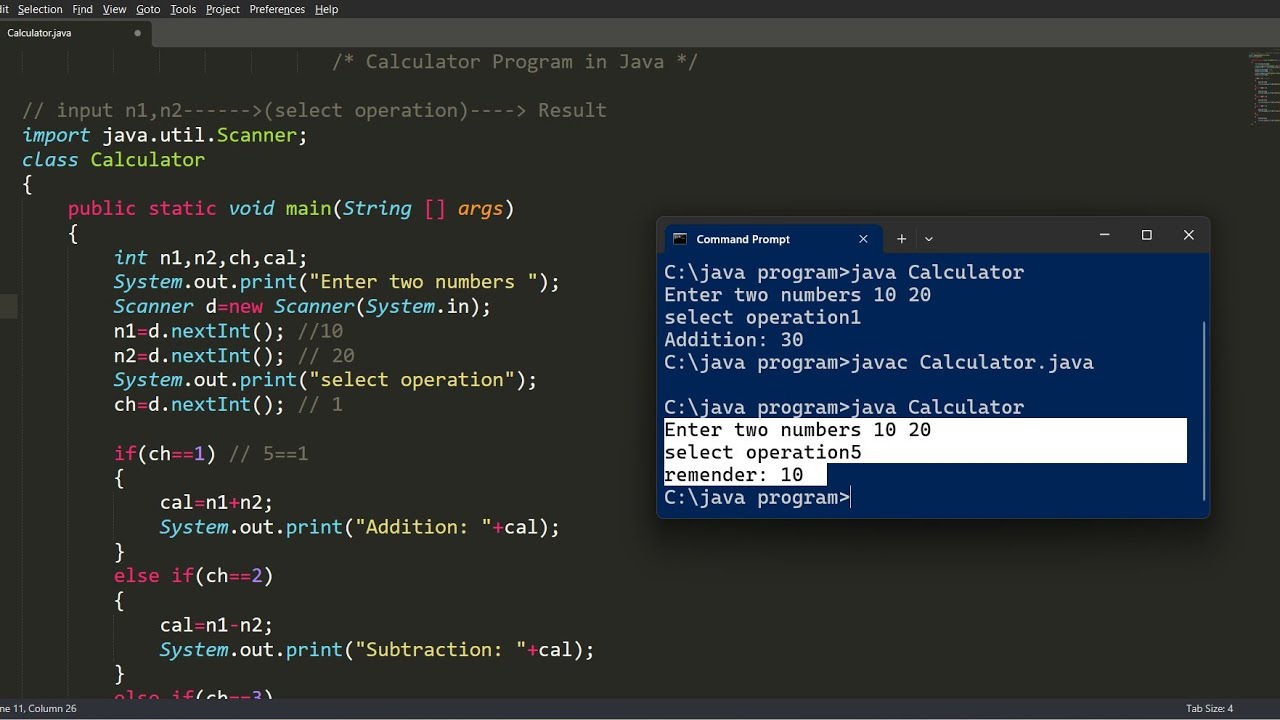 program to make calculator in java | calculator program