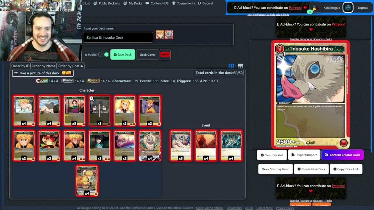 Union Arena TCG - Zenitsu & Inosuke - Demon Slayer - Deck Profile - Deck List