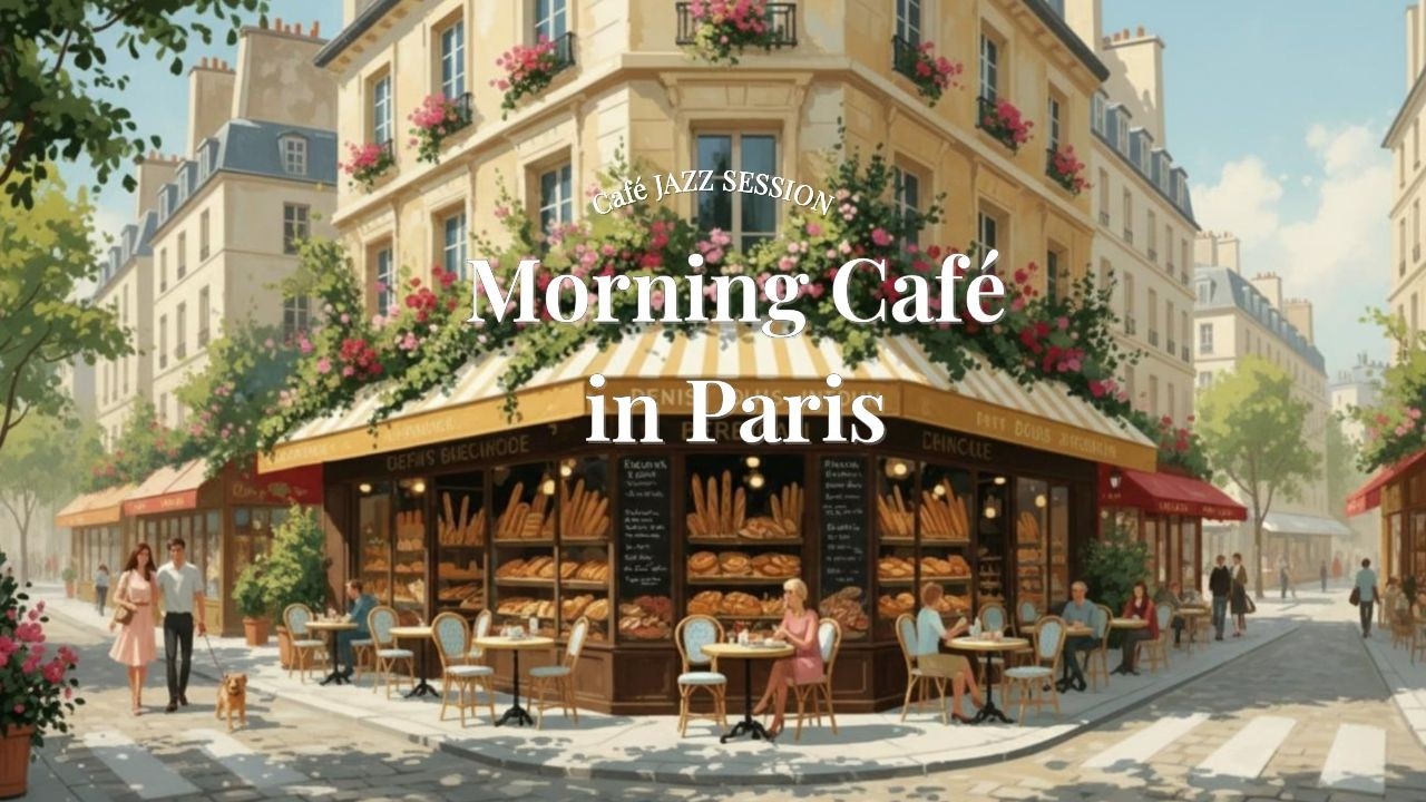 SUNNY PARIS TERRACE ☀️Bright Cafe Jazz ♬ Happy Coffee Shop Music