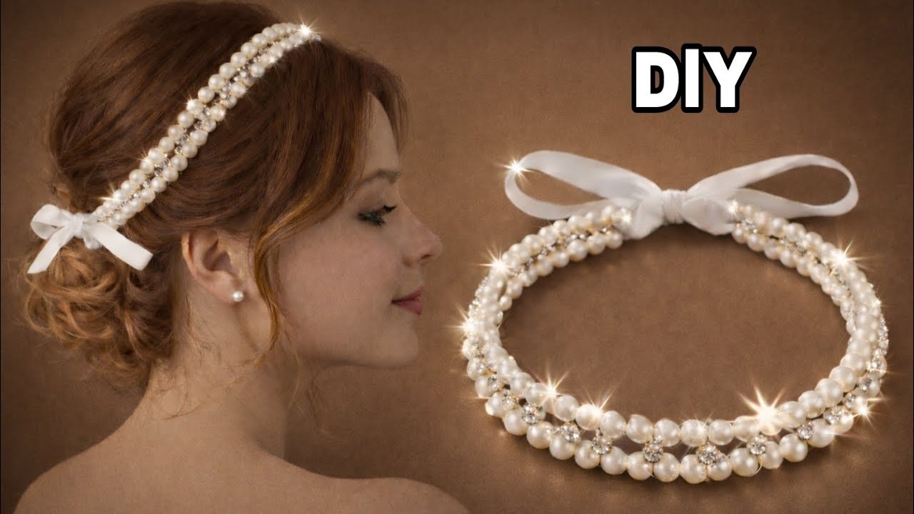 طريقة سهلة لعمل طوق شعر لؤلؤي فخم بسهولة خطوة بخطوة للمبتدئين | تاج شعر #diy 