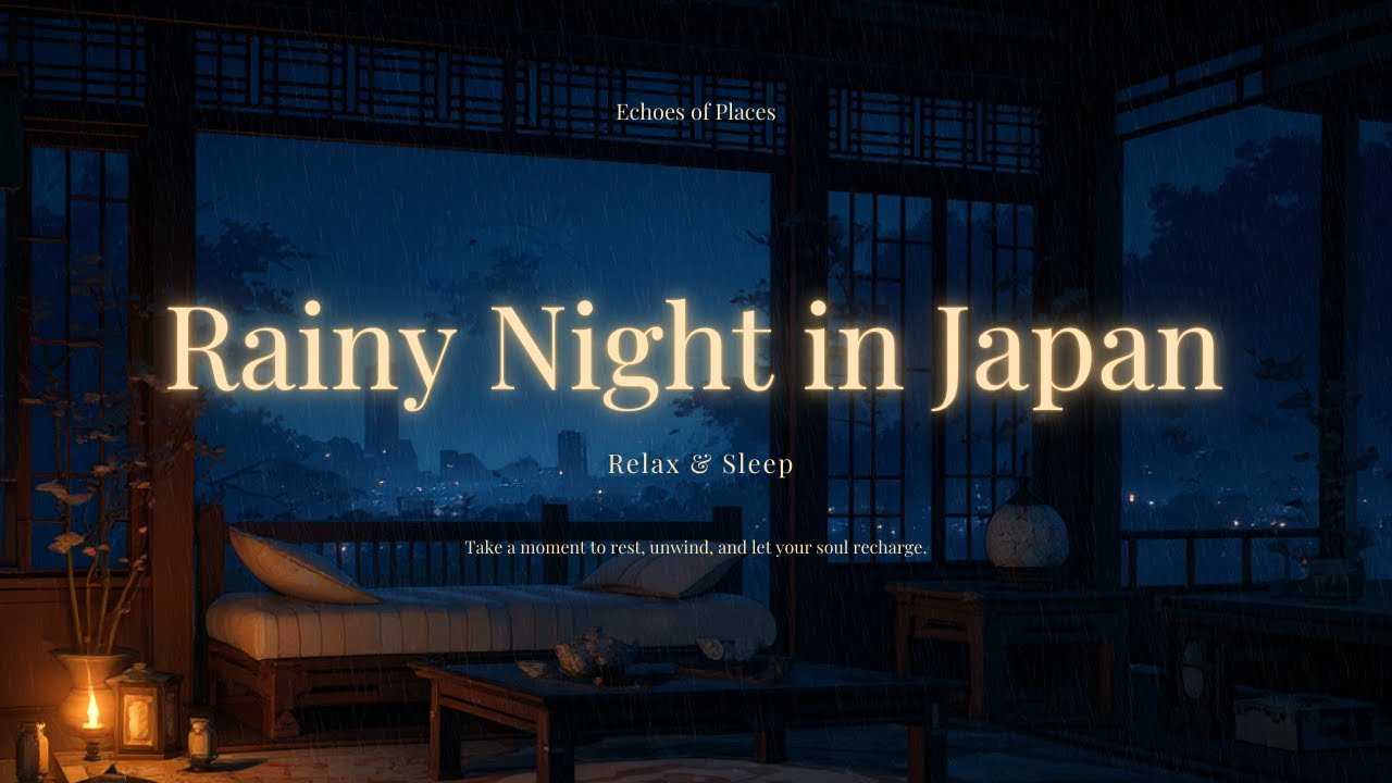 Japanese Rainy Night Ambience – Relax, Sleep, Study | 5 Hours | Echoes of Places