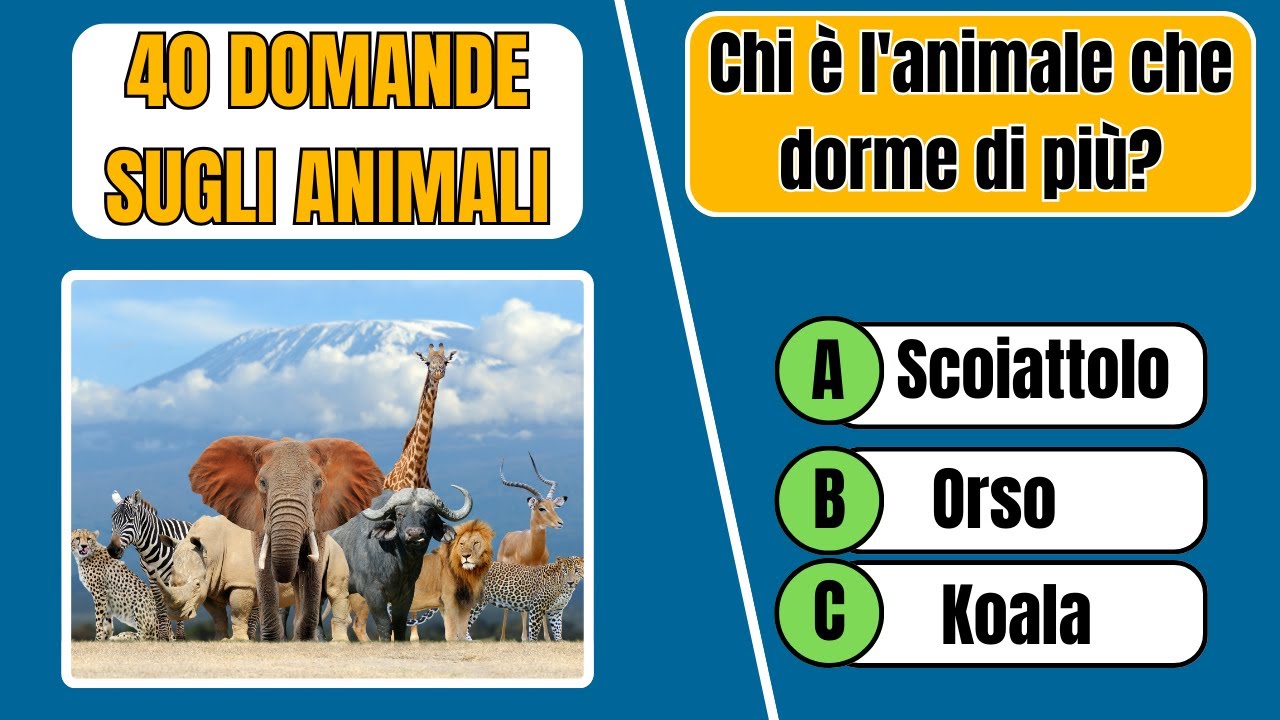 Indovina 40 domande sugli animali | Quiz sugli Animali