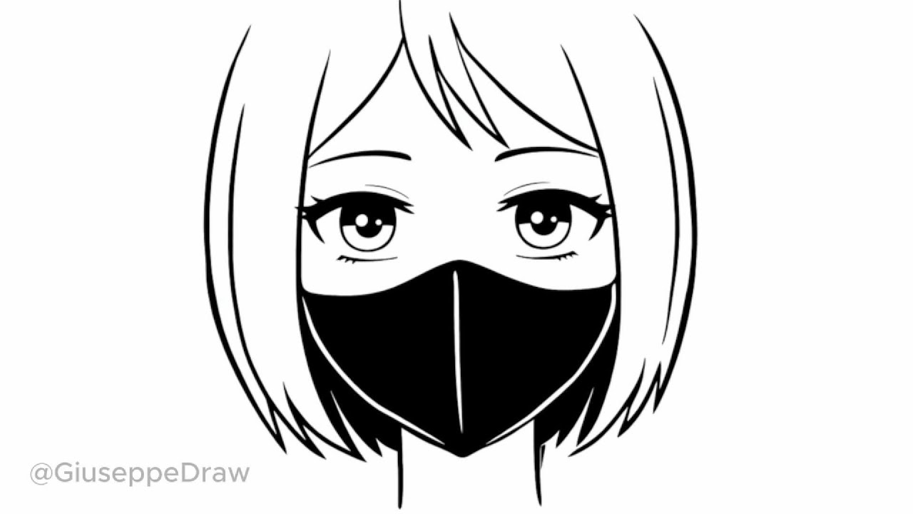 Easy anime drawing | how to draw anime girl wearing a mask easy step-by-step