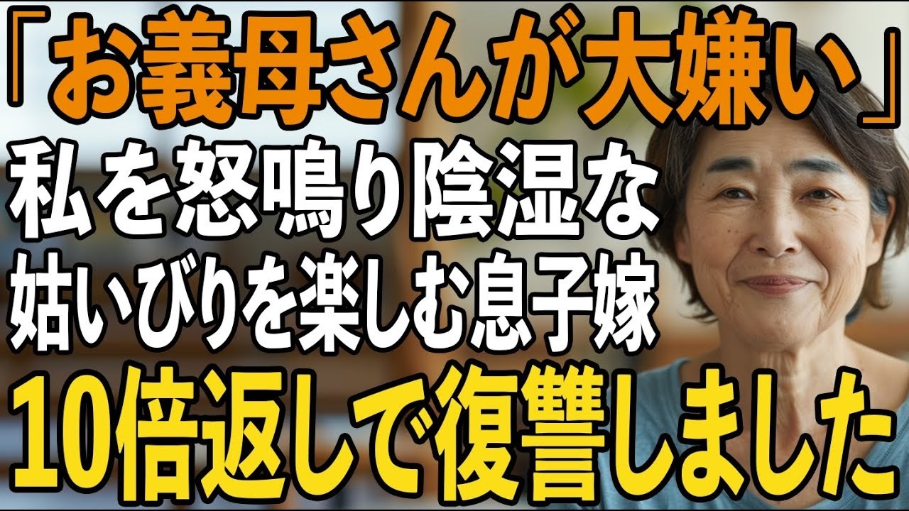 「お義母さんが大嫌い」私を怒鳴っては陰湿な姑いびりを楽しむ息子嫁→10倍返しの復讐で息子夫婦の人生を完全に破滅させてやりました【シニアライフ】【60代以上の方へ】
