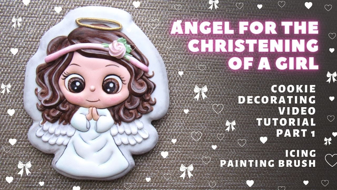 Amazing angel cookie. Cookie for the christening of a girl. Video tutorial on painting cookies