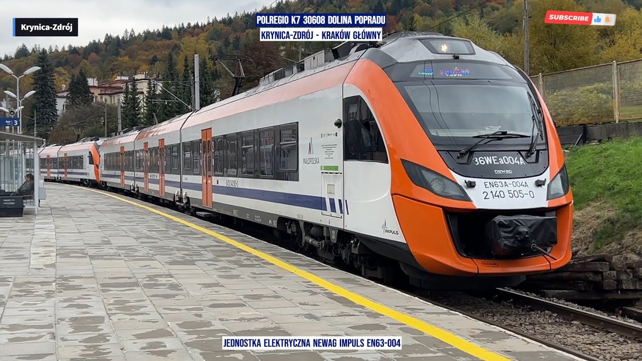 POLREGIO K7 30608 DOLINA POPRADU Krynica-Zdr&oacute;j - Krak&oacute;w Gł&oacute;wny Polska z okna pociągu windows view