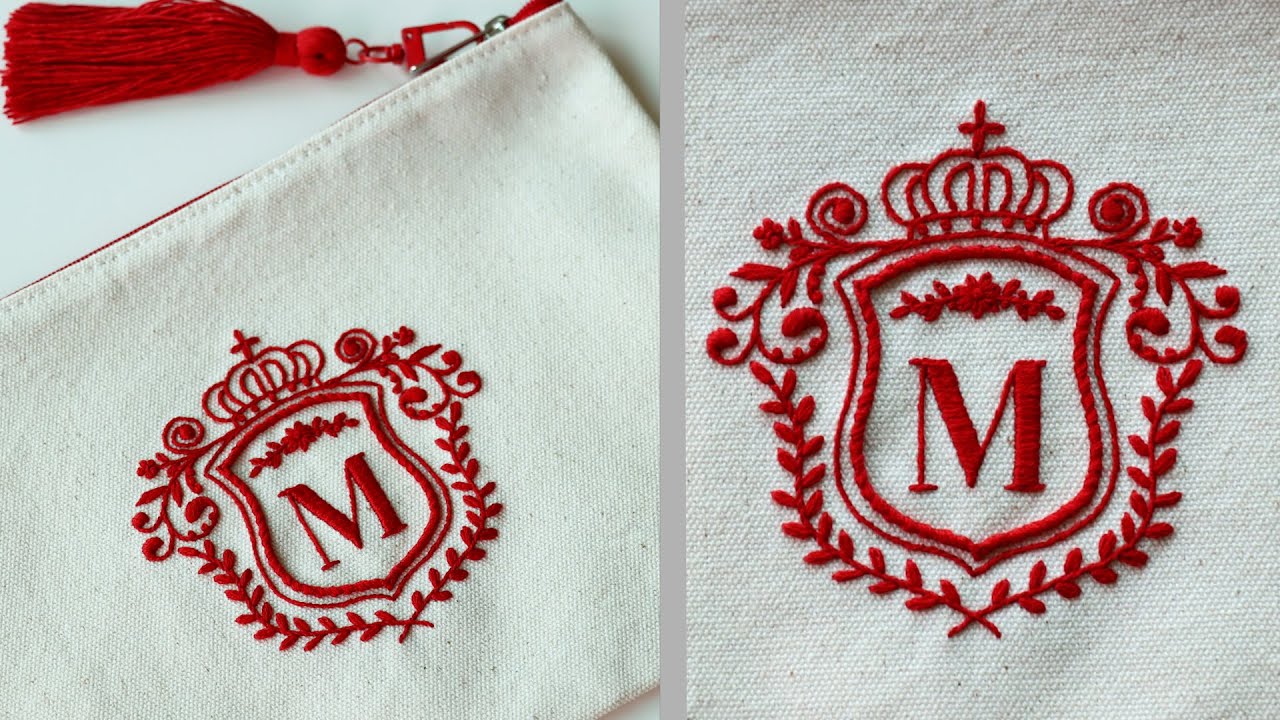 블랑주니의 프랑스자수 - 파우치에 알파벳 이니셜 자수 수놓기 Alphabet Initial Embroidery