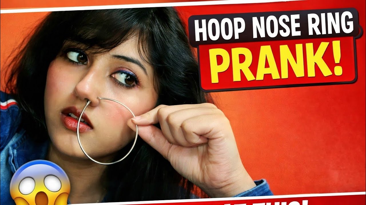 Big Hoop Earrings in Nose | Stylish Nose Ring Look |challenging video|Requested video 