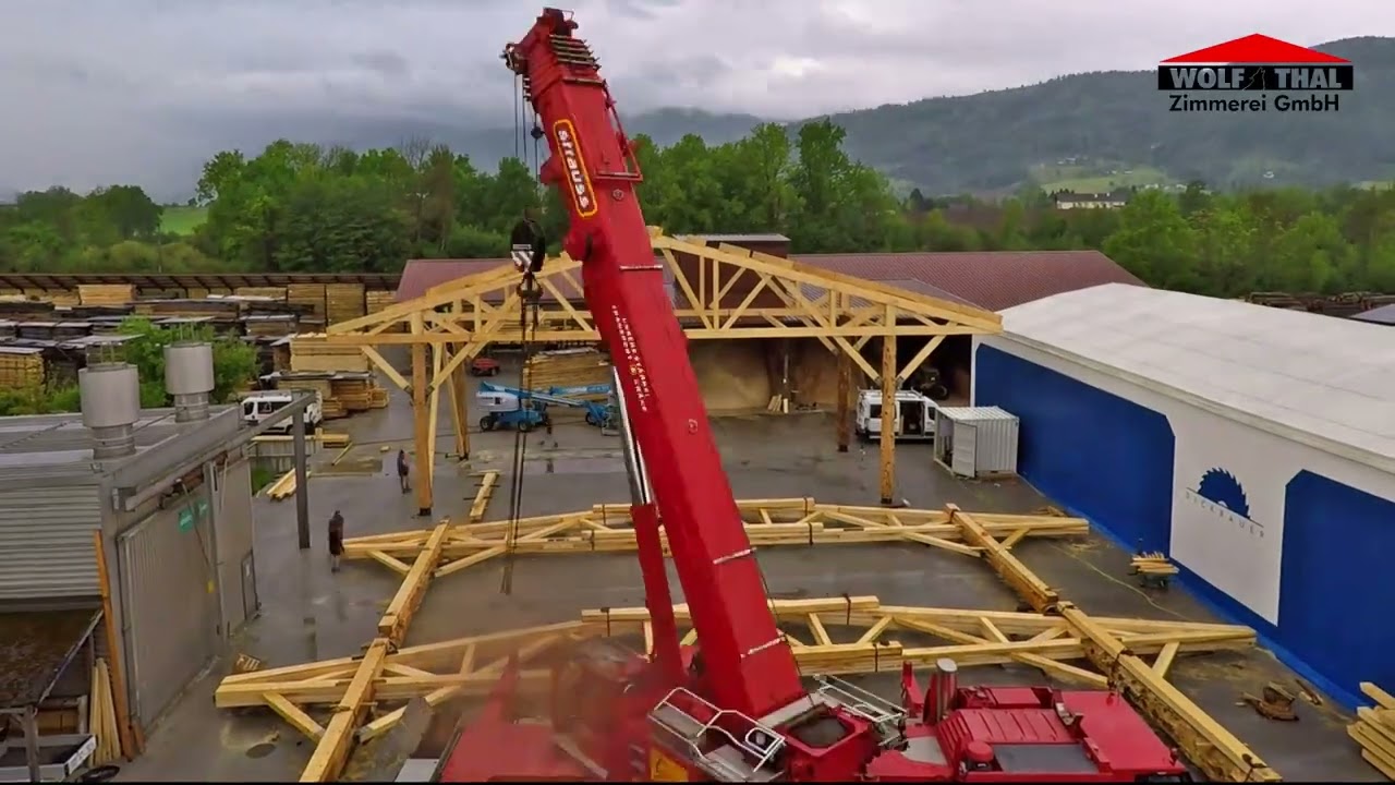 Holzbau - Wetterschutzdach für ein Sägewerk - Zeitraffer