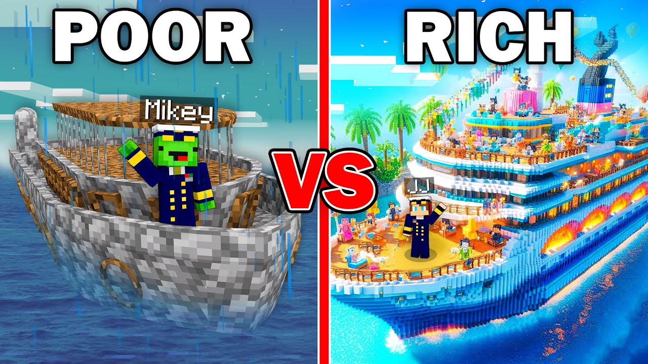 Майки ПУР КРУИЗ против ДЖ. ДЖ. РИЧ КРУИЗ Корабль в Minecraft Maizen!