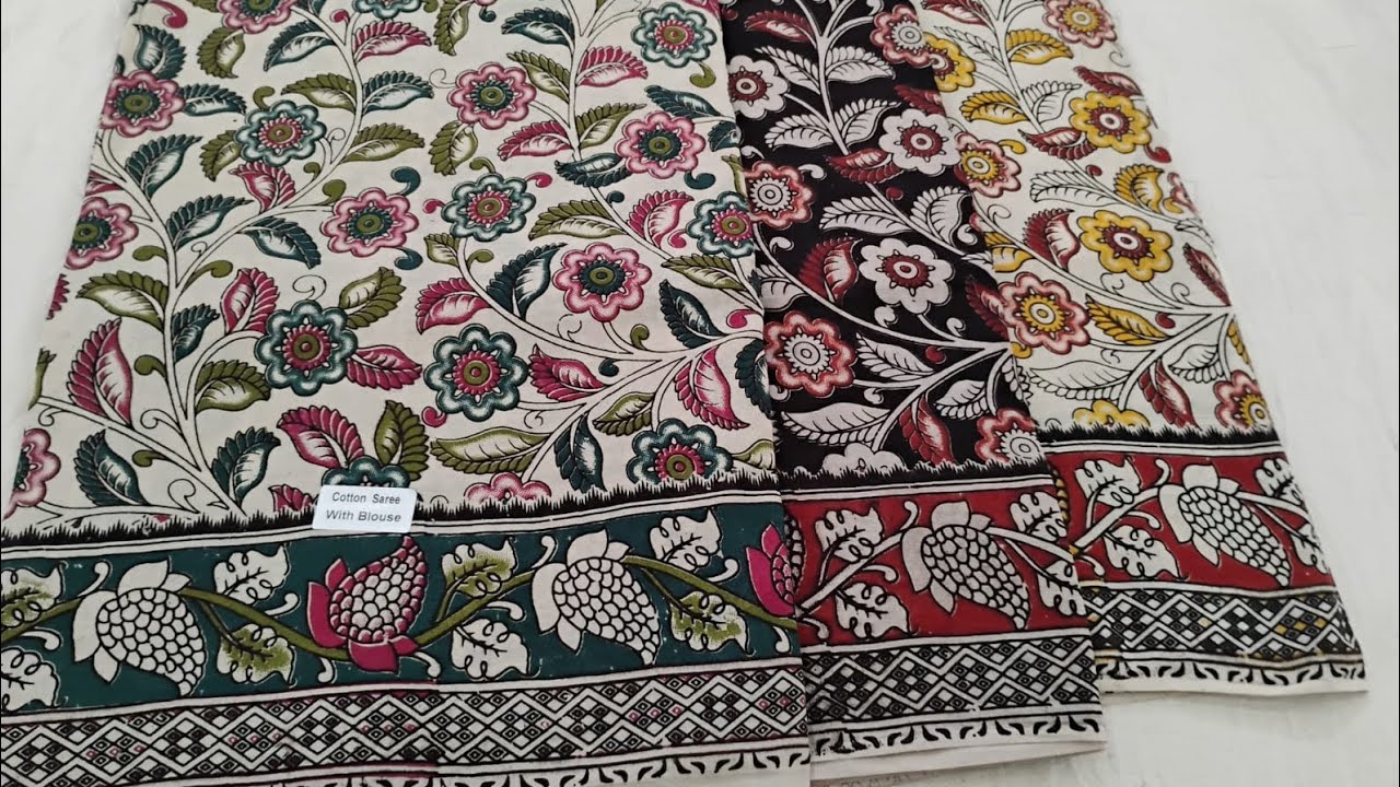Kalmkari pedana cotton sarees available||new models||650+shipping||7673963395@kumarivlogs