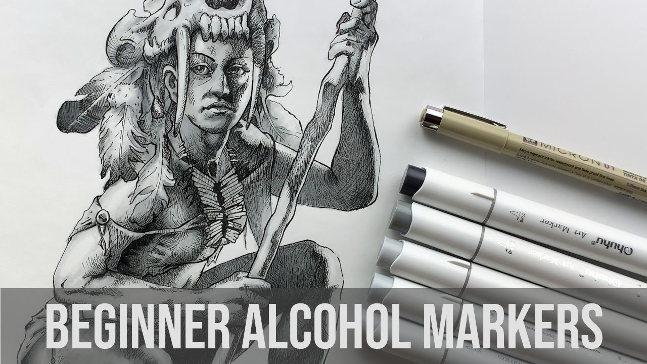 My Simple Process using Alcohol Markers | Ohuhu Neutral Grey Markers