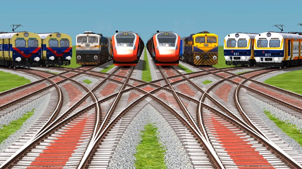 8 Trains Crossing At On Bumpy Daimond Railways Tracks//train simulator classic 2025