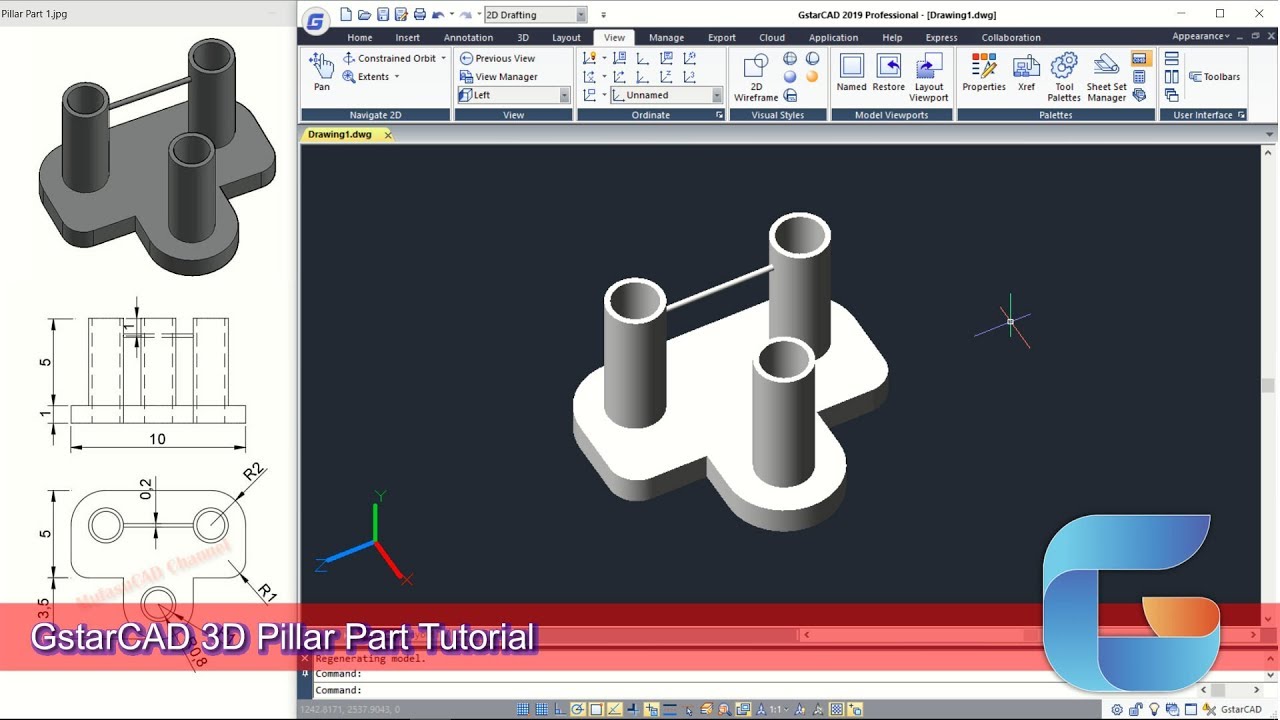 GstarCAD 3D Modeling Pillar Part Tutorial Graphic Design Software