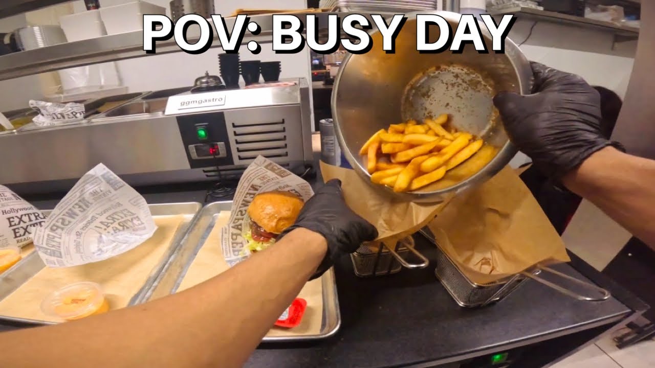 POV: Busy Day at BURGER HYTTEN 🍔🍟 Solo Lunch Rush |Watch me Making Burgers 🍔🍔 || Enjoy🤘