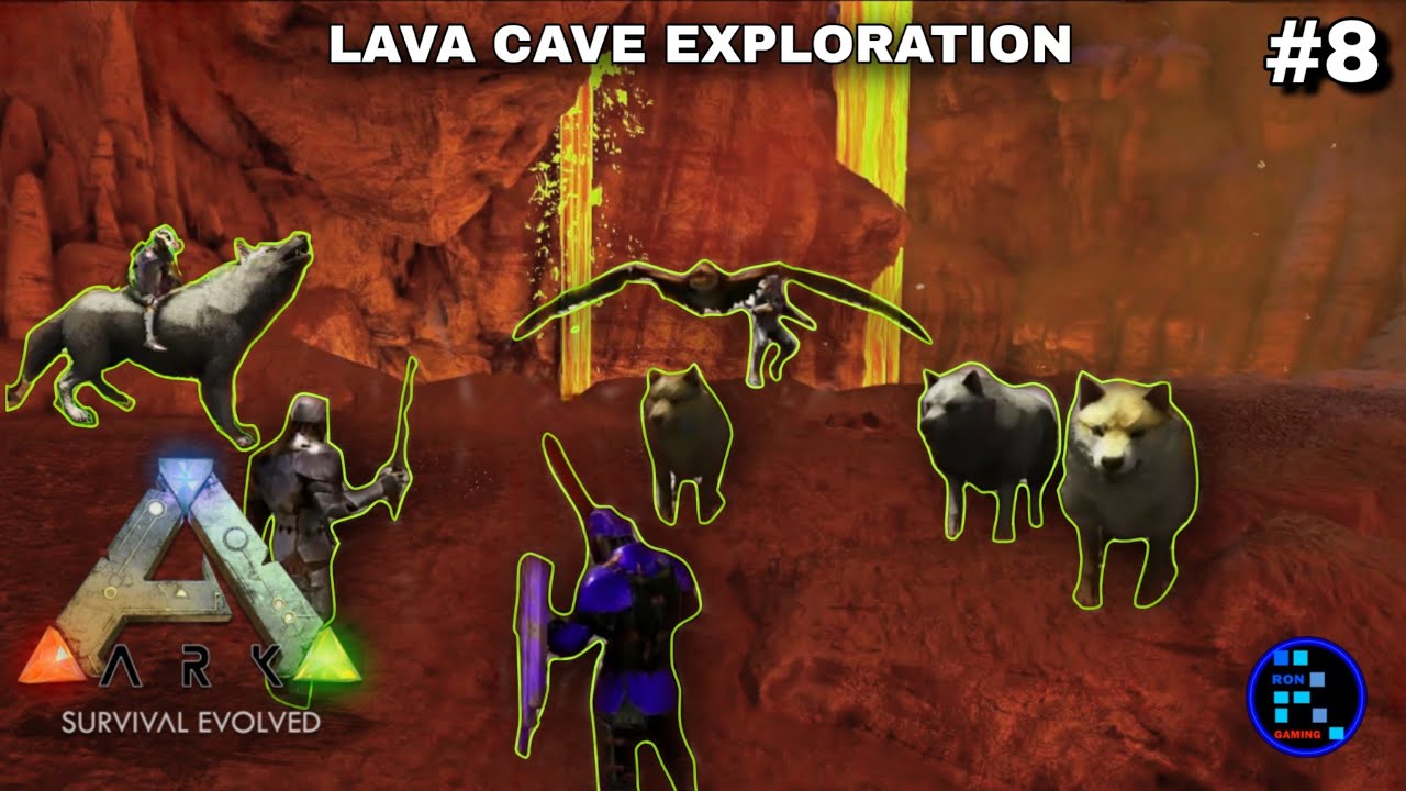 ARK: The Island Map #8 | Exploring First Lava Cave With Wolf