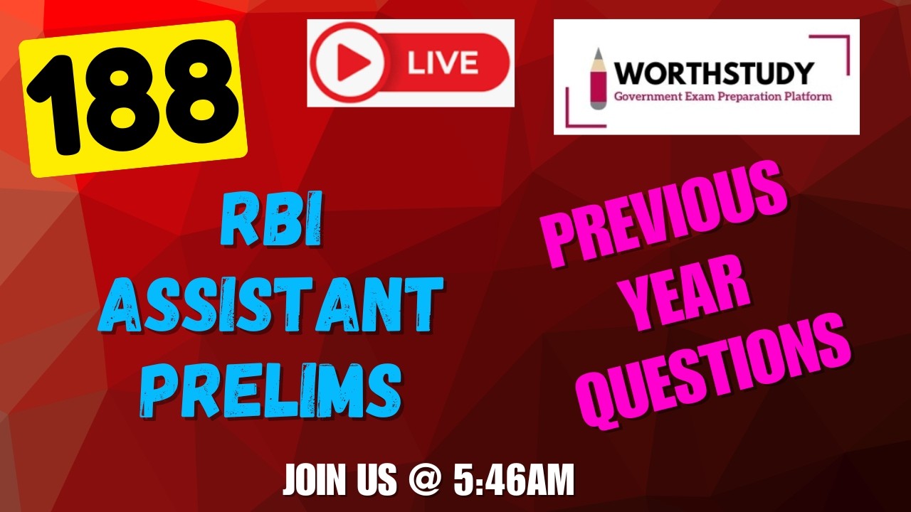 RBI Assistant Prelims | Previous Year Questions | PART - 188 | WORTHSTUDY