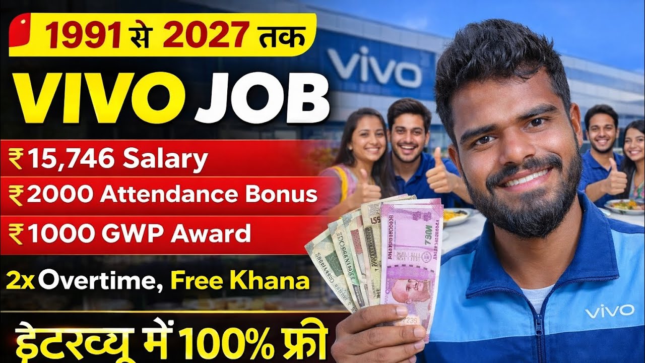 Vivo Company New Job 2026 | ₹15,746 Salary + ₹2000 Bonus | Free Khana | Direct Interview#itipassjob 