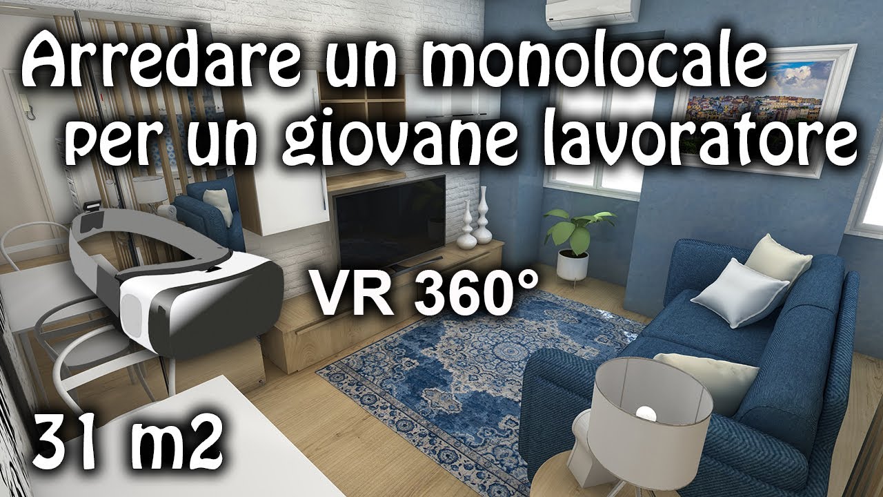 Arredare un monolocale di 31 m2 : mini appartamento per un giovane lavoratore 😊😍👍