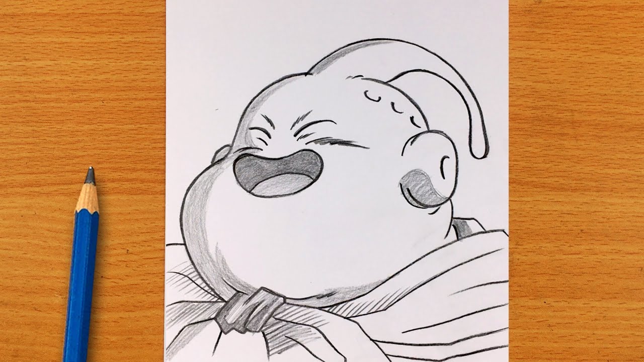 Como dibujar a MAJIN BUU GORDO Fácil a Lápiz | Tutorial Paso a Paso para Principiantes