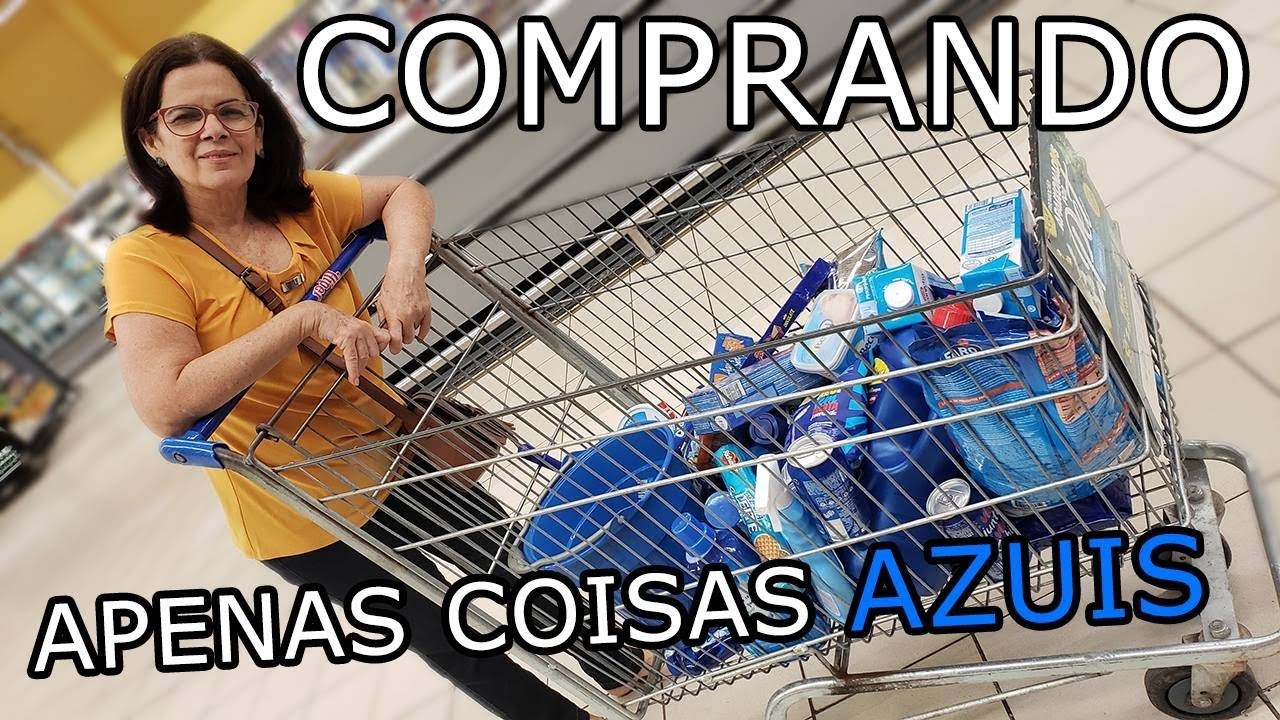 COMPRANDO APENAS COISAS AZUIS NO SUPERMERCADO!! - Velhote e Tia Graça
