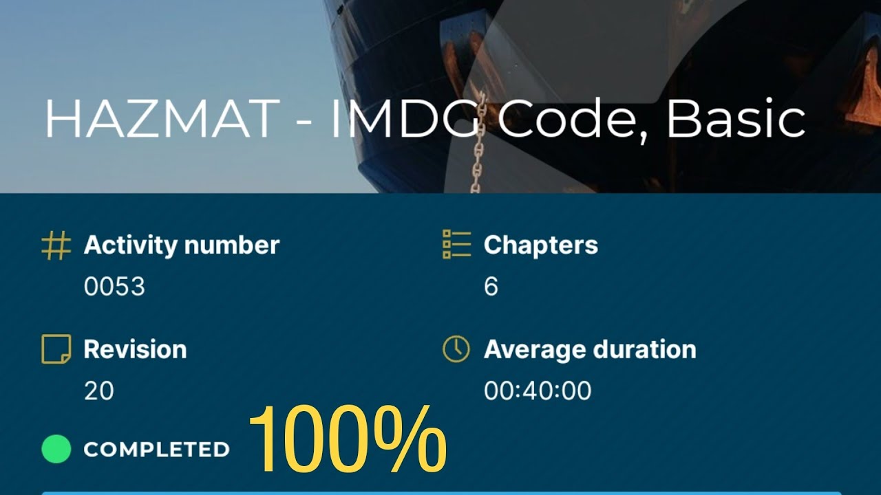 cbt #53 HAZMAT -IMDG CODE BASIC ASSESSMENT  rev. 20