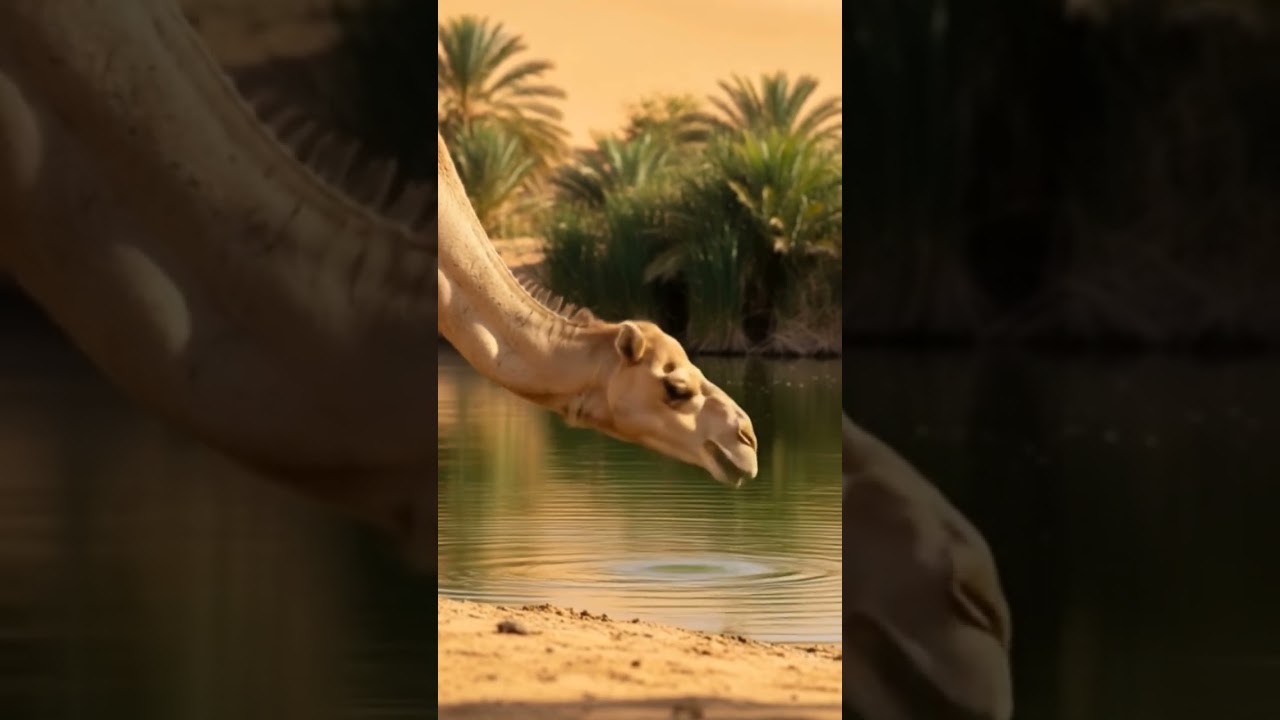 Camel drinking water from a oasis #camel #oasis