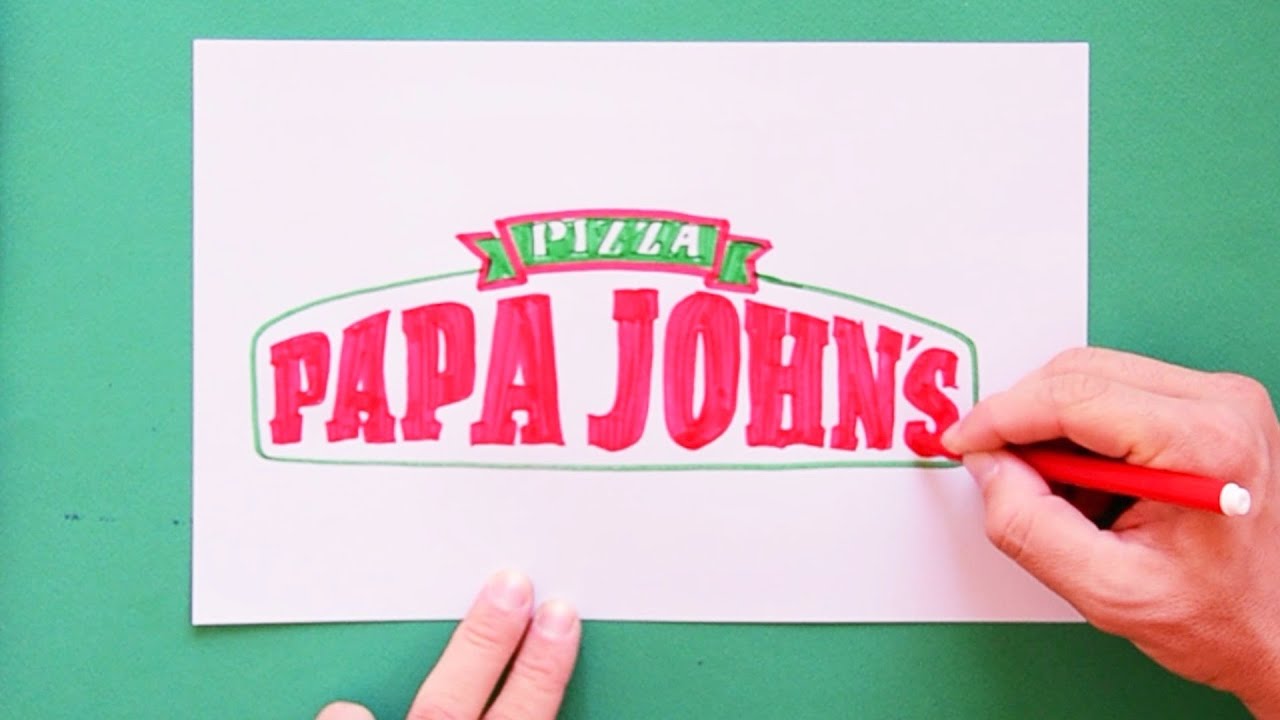 How to draw Papa John's Pizza Logo