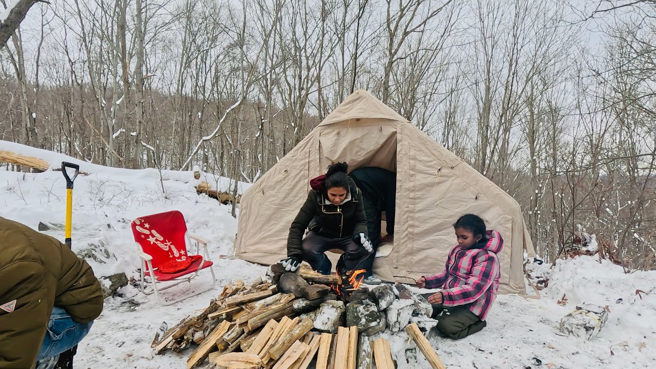 What -10°C Snow Camping with Kids Really Looks Like (No Talk ASMR)