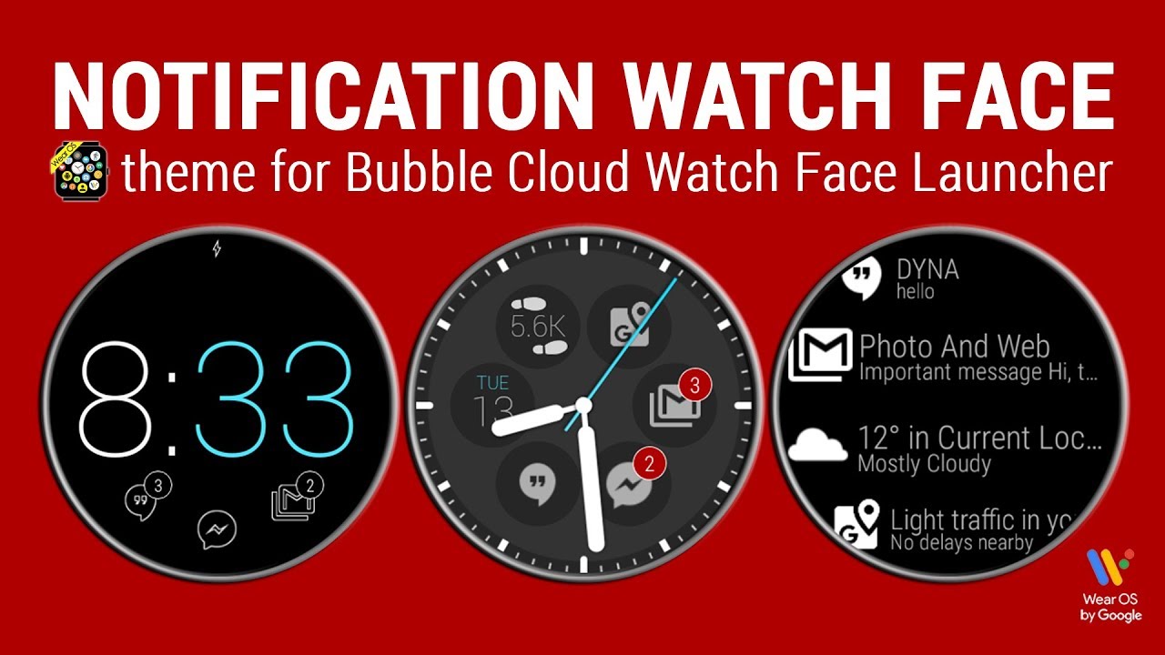Notification watch face plugin for Bubble Cloud Wear Launcher / Watch face