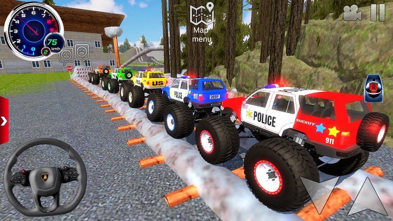 Juegos De Carros - Police Monster Truck Impossible Driver #3 - US Car Stunts Racing Android Gameplay